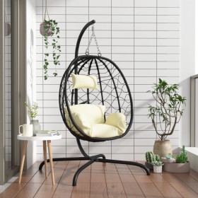 Egg Steel Hängesessel synthetisches Rattan Kissen cremeweiß von , Gartenwippen - Ref: Foro24-360046, Preis: 204,64 €, Rabatt: %