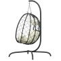 Hanging egg chair made of steel, synthetic rattan, with a white cream cushion. by , Garden rockers - Ref: Foro24-360046, Pric...