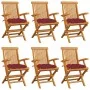 Gartenstühle 6 Stück Teakholz mit roten Kissen von , Gartenstühle - Ref: Foro24-3062565, Preis: 455,31 €, Rabatt: %