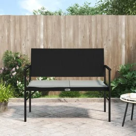 2-seater garden bench with black synthetic rattan cushion by , garden benches - Ref: Foro24-364119, Price: 77,69 €, Discount: %