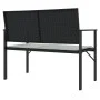 2-seater garden bench with black synthetic rattan cushion by , garden benches - Ref: Foro24-364119, Price: 77,69 €, Discount: %
