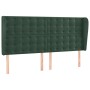 Cabecero con orejas de terciopelo verde oscuro 163x23x118/128cm