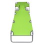 Folding steel sun lounger with apple green head cushion. by , Loungers - Ref: Foro24-41484, Price: 59,91 €, Discount: %