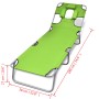 Folding steel sun lounger with apple green head cushion. by , Loungers - Ref: Foro24-41484, Price: 59,91 €, Discount: %