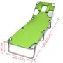Tumbona plegable de acero y cojín de cabeza acero verde manzana de , Tumbonas - Ref: Foro24-41484, Precio: 61,04 €, Descuento: %