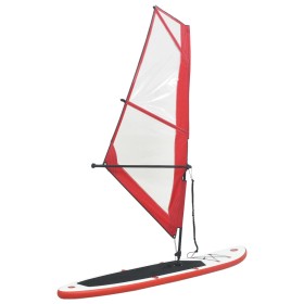 Tabla de paddle surf inflable con vela roja y blanca