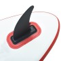 Tabla de paddle surf inflable con vela roja y blanca