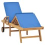 Tumbona con cojín madera maciza de teca azul de vidaXL, Tumbonas - Ref: Foro24-48025, Precio: 243,38 €, Descuento: %