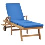 Tumbona con cojín madera maciza de teca azul de vidaXL, Tumbonas - Ref: Foro24-48025, Precio: 243,38 €, Descuento: %