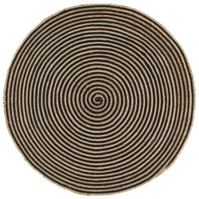 Handgewebter Juteteppich spiralförmig Design schwarz 90 cm von , Teppiche - Ref: Foro24-133719, Preis: 38,04 €, Rabatt: %