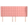 Cabecero con orejas de terciopelo rosa 163x23x118/128 cm