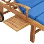 Sun lounger with solid blue teak wood cushion by vidaXL, Loungers - Ref: Foro24-48025, Price: 243,67 €, Discount: %