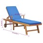 Tumbona con cojín madera maciza de teca azul de vidaXL, Tumbonas - Ref: Foro24-48025, Precio: 243,38 €, Descuento: %