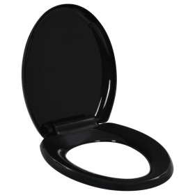 Toilettensitzdeckel mit Soft-Close-Funktion und Schnellverschluss, schwarz. von , Toiletten- und Bidetsitze - Ref: Foro24-145...