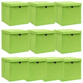 Storage boxes with lids 10 pcs green fabric 32x32x32 cm by , Storage baskets - Ref: Foro24-288372, Price: 53,72 €, Discount: %