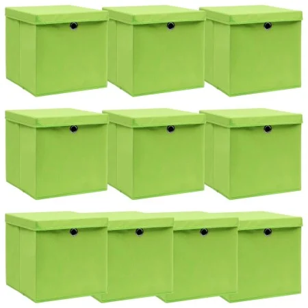 Storage boxes with lids 10 pcs green fabric 32x32x32 cm by , Storage baskets - Ref: Foro24-288372, Price: 53,72 €, Discount: %