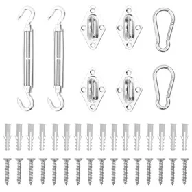 Set of 8 stainless steel sail shade accessories by , Accessories for awnings - Ref: Foro24-310247, Price: 22,01 €, Discount: %