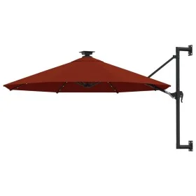Wall-mounted umbrella with LEDs and metal pole 300 cm terracotta by , Umbrellas - Ref: Foro24-312527, Price: 150,42 €, Discou...