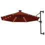 Wall-mounted umbrella with LEDs and metal pole 300 cm terracotta by , Umbrellas - Ref: Foro24-312527, Price: 150,39 €, Discou...