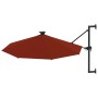 Sombrilla de pared con LEDs y poste de metal 300 cm terracota de , Sombrillas - Ref: Foro24-312527, Precio: 150,05 €, Descuen...
