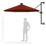 Sombrilla de pared con LEDs y poste de metal 300 cm terracota de , Sombrillas - Ref: Foro24-312527, Precio: 150,05 €, Descuen...
