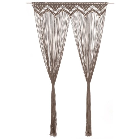 Cortina de macramé algodón gris taupé 140x240 cm de , Cortinas y visillos - Ref: Foro24-323980, Precio: 45,92 €, Descuento: %