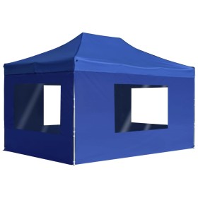 Carpa plegable profesional con paredes aluminio azul 4,5x3 m