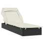 Folding sun lounger with black synthetic rattan canopy 213x63x97cm by , Loungers - Ref: Foro24-319638, Price: 161,55 €, Disco...