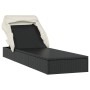 Folding sun lounger with black synthetic rattan canopy 213x63x97cm by , Loungers - Ref: Foro24-319638, Price: 161,55 €, Disco...