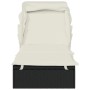 Folding sun lounger with black synthetic rattan canopy 213x63x97cm by , Loungers - Ref: Foro24-319638, Price: 161,55 €, Disco...