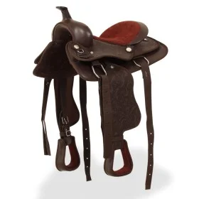 Western saddle, headstall, and breast collar real leather 12" brown by , Frames - Ref: Foro24-91350, Price: 165,25 €, Discoun...