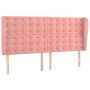 Cabecero con orejas de terciopelo rosa 183x23x118/128 cm