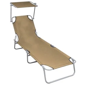 Klappbare Sonnenliege mit taupegrauer Aluminium-Markise von vidaXL, Liegen - Ref: Foro24-47773, Preis: 65,93 €, Rabatt: %