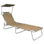 Klappbare Sonnenliege mit taupegrauer Aluminium-Markise von vidaXL, Liegen - Ref: Foro24-47773, Preis: 65,87 €, Rabatt: %