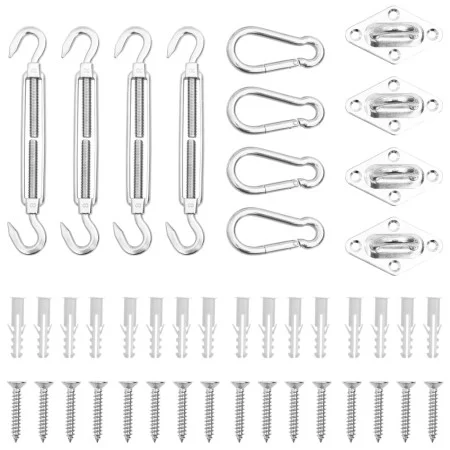 Set of 12 stainless steel sail shade accessories by , Accessories for awnings - Ref: Foro24-310245, Price: 29,91 €, Discount: %
