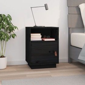 Schwarzer massiver Kiefernholz-Nachttisch 40x34x55 cm von vidaXL, Nachttische - Ref: Foro24-818323, Preis: 46,11 €, Rabatt: %