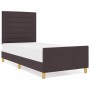 Estructura de cama con cabecera Marrón oscuro 90 x 190 cm tela