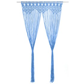Cortina de macramé algodón azul 140x240 cm