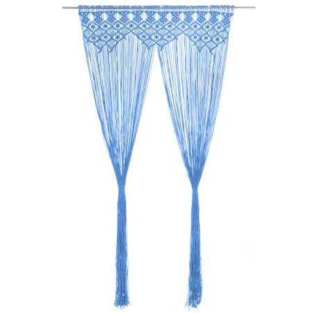 Blauer Vorhang aus Baumwoll-Makramee 140x240 cm von , Vorhänge und Gardinen - Ref: Foro24-323989, Preis: 42,56 €, Rabatt: %