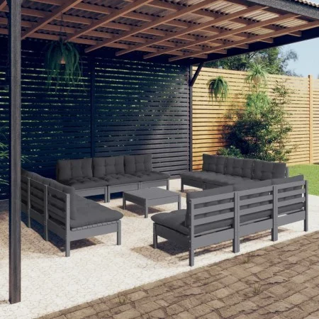 13-piece garden furniture set with anthracite cushions made of pine wood. by , Garden sets - Ref: Foro24-3096054, Price: 1,00...