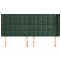 Cabecero con orejas de terciopelo verde oscuro 203x23x118/128cm
