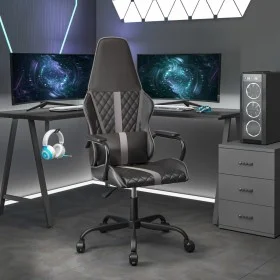 Gaming chair with massage in gray and black synthetic leather by , Gaming chairs - Ref: Foro24-345561, Price: 103,53 €, Disco...