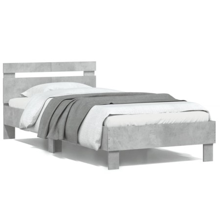 Betongraues Holzwerkstoffbett mit Kopfteil 100x200 cm von , Betten und Lattenroste - Ref: Foro24-838529, Preis: 91,08 €, Raba...