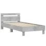 Concrete gray engineered wood bed with headboard 100x200 cm by , Beds and slatted bases - Ref: Foro24-838529, Price: 89,72 €,...