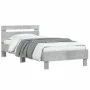Concrete gray engineered wood bed with headboard 100x200 cm by , Beds and slatted bases - Ref: Foro24-838529, Price: 89,72 €,...