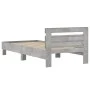 Concrete gray engineered wood bed with headboard 100x200 cm by , Beds and slatted bases - Ref: Foro24-838529, Price: 89,72 €,...