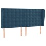 Cabecero con orejas de terciopelo azul oscuro 203x23x118/128 cm