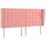 Cabecero con orejas de terciopelo rosa 203x23x118/128 cm