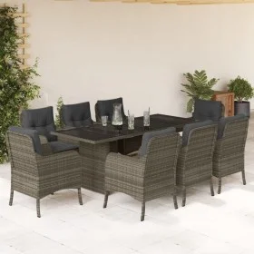 Garden dining set 9 pieces and gray synthetic rattan cushions by , Garden sets - Ref: Foro24-3211885, Price: 1,00 €, Discount: %