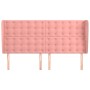 Cabecero con orejas de terciopelo rosa 203x23x118/128 cm
